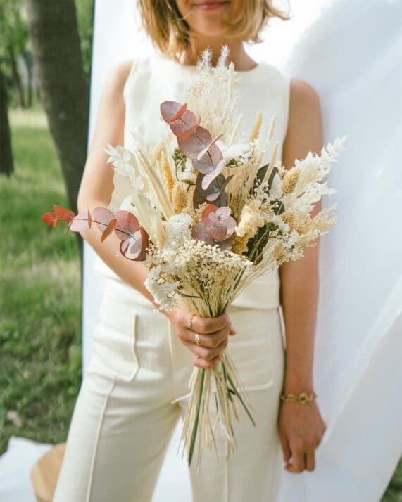 Bouquet de mariée fleurs séchées terracotta