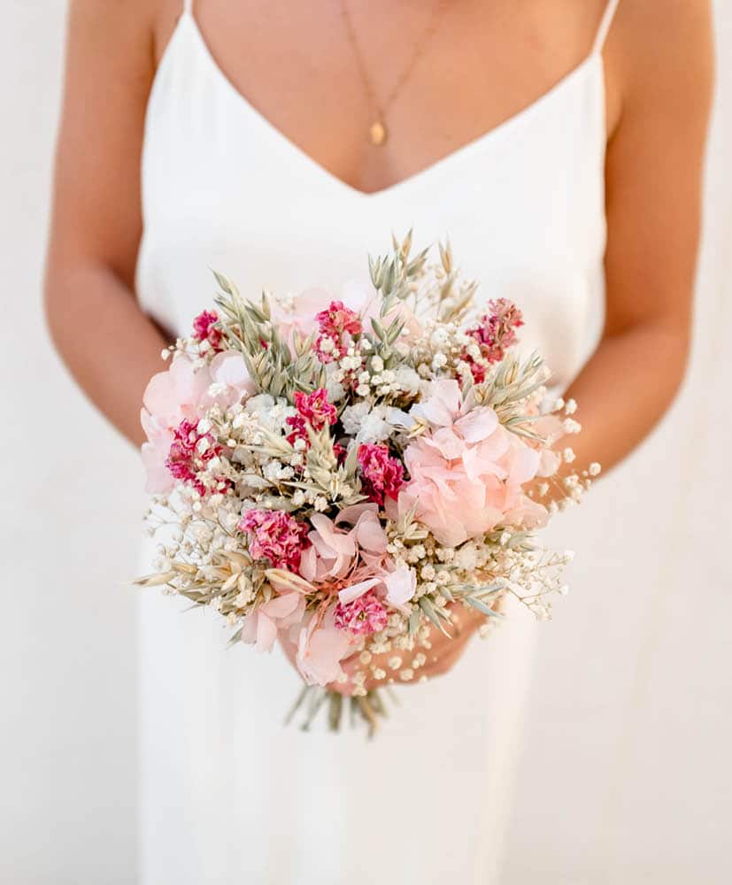 Bouquet de mariée en fleurs séchées Rosa Cadaqués
