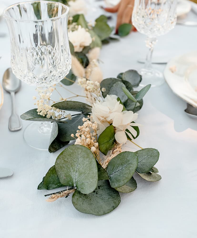 Decoration De Table Mariage Bapteme Et Communion Avec Fleurs Sechees Rosa Cadaques