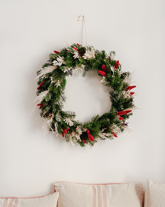 Couronne de noel rosa cadaques fleurs séchées sapin Couronne de noel rosa cadaques fleurs séchées sapin