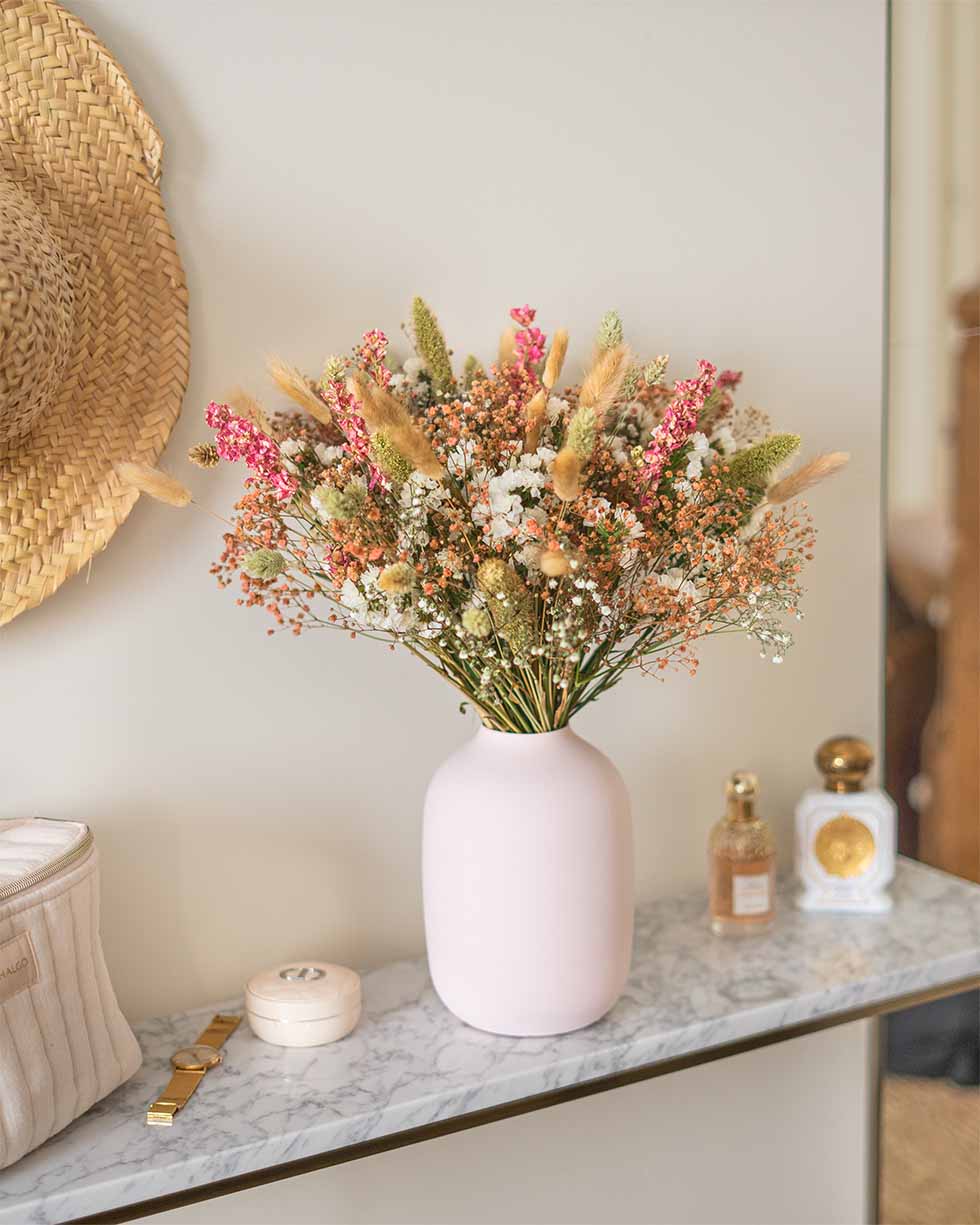 bouquet l'escala + vase céramique rose pâle