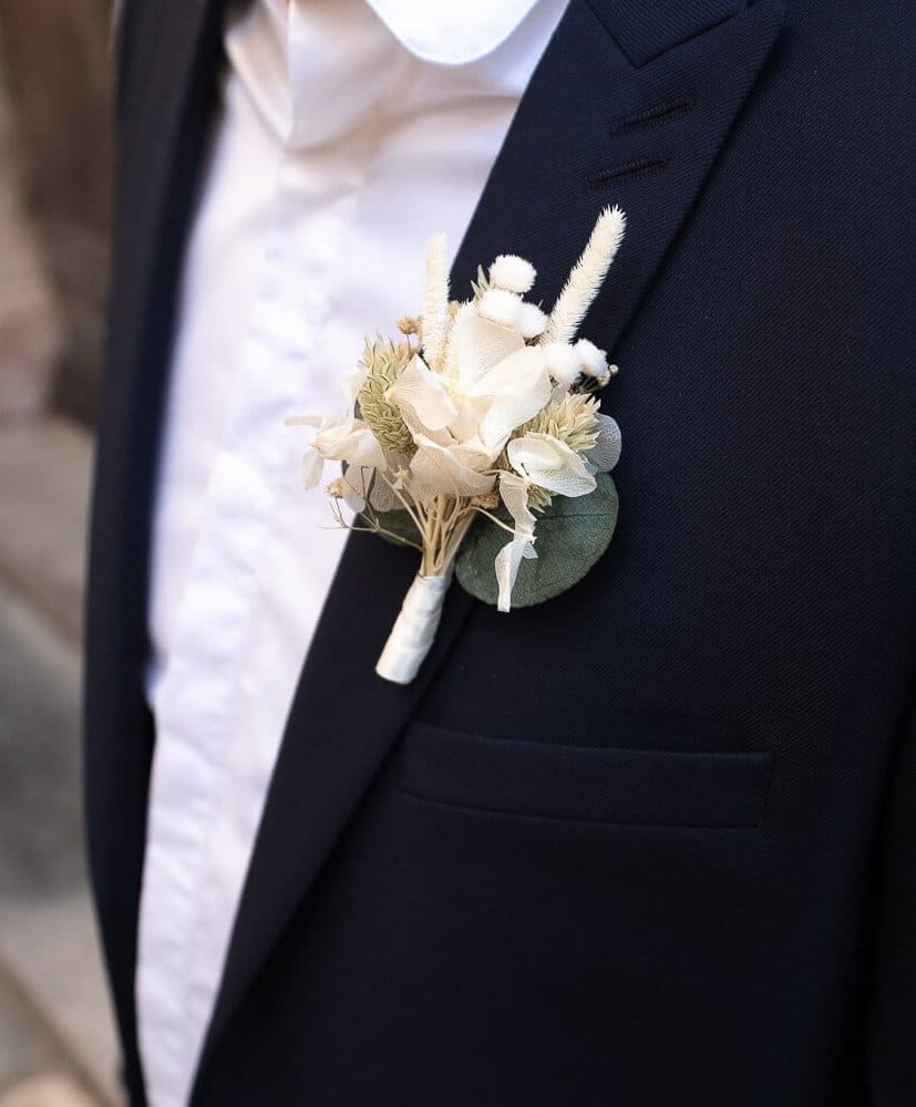 Boutonnière fleurs séchées Blanca