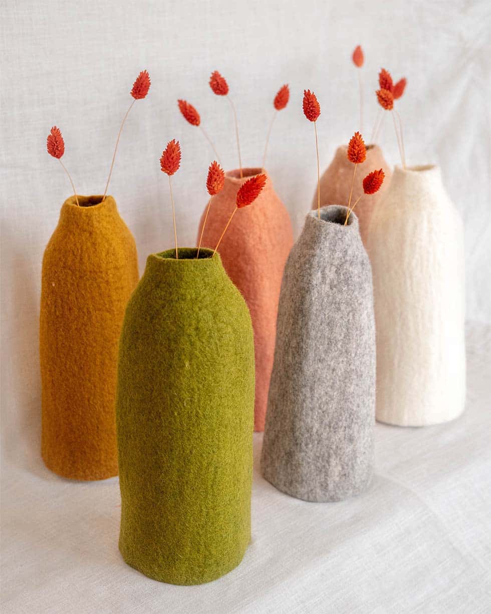 vase laine fleurs séchées